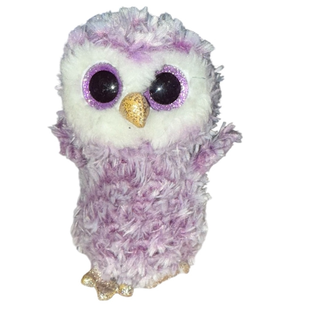 Ty Beanie Boos Moonlight The Owl (6 Inch) 2022 Purple & White Plush Owl